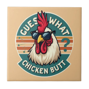 Grappig retro kip kont grap ontwerp tegeltje
