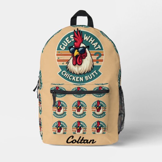 Grappig Retro Kippenkont Grappen Design Bedrukte Rugzak (Voorkant)