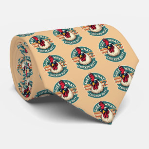 Grappig Retro Kippenkont Grappenontwerp Stropdas