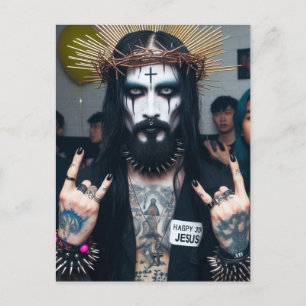 Grappig Retro Punk Rock Gothic Party Jesus Briefkaart