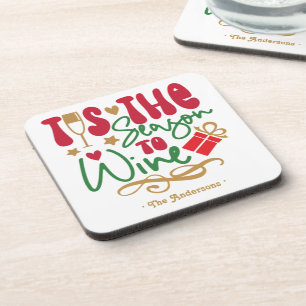 Grappig Retro ’Tis the Season to Wine Kerstmis Bier Onderzetter