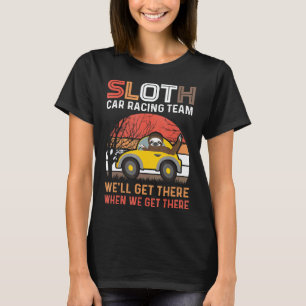 Grappig Retro Vintage Luiaard Auto Racing Team T-s T-shirt