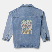Grappig retro vrijgezellenfeest denim jacket (Achterkant)