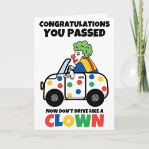 Grappig rijexamen Gefeliciteerd Kaart Clown Joke