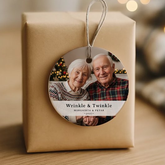 Grappig Rimpel & Twinkle Grootouder Foto Keepsake Keramisch Ornament