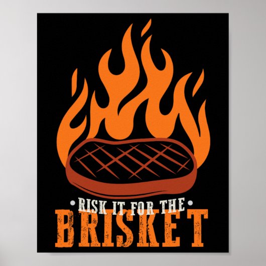 Grappig risico voor de Brisket Grilling BBQ Poster (Voorkant)