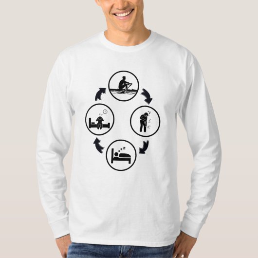 Grappig roeicadeau, De roeicyclus T-shirt (Voorkant)