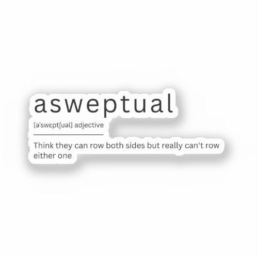 Grappig roeien woordenboek definitie aseptisch sticker (Voorkant)
