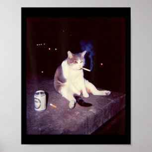 Grappig Roken Meme Sigaret Kitten Brainrot Gekke Poster