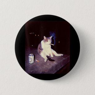 Grappig Roken Meme Sigaret Kitten Brainrot Gekke Ronde Button 5,7 Cm