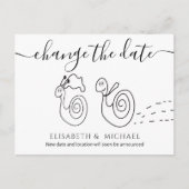 Grappig romantisch slakkenpaar verandert de datum aankondigingskaart (Voorkant)