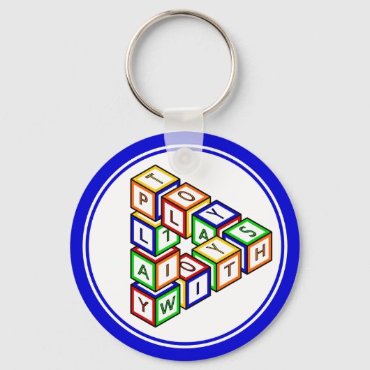 Grappig Rood Blauw Geel Groen Kind Speelgoed Block Sleutelhanger (Voorkant)