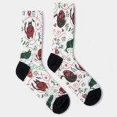 Grappig Rood en Wit Vrede & Liefde Kitten Kerstmis Sokken (Rechts)