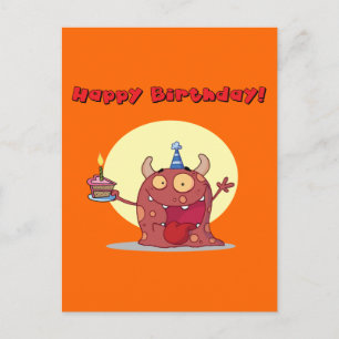 Grappig Rood Gelukkige Verjaardag Monster Met Taar Briefkaart
