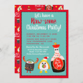Grappig Rood Kawaii Sushi Feestelijk Kerstfeest Kaart (Voorkant / Achterkant)