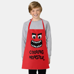 Grappig rood koken monster keuken schort voor kind