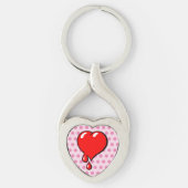 Grappig Rood Roze Bloedend Hart Liberale Pop Art Sleutelhanger (Voorkant)