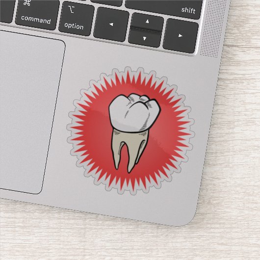 Grappig Rood Wit Beige Extracted Molar Starburst Sticker (Detail)