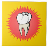 Grappig Rood Wit Beige Extracted Molar Starburst Tegeltje (Voorkant)