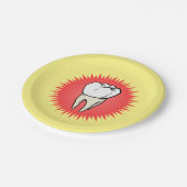 Grappig rood wit geel geëxtraheerd molar starburst papieren bordje (Gekanteld)