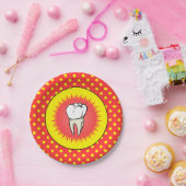 Grappig rood wit geel geëxtraheerd molar starburst papieren bordje (Feest)