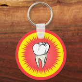 Grappig rood wit geel geëxtraheerd molar starburst sleutelhanger (Voorkant)
