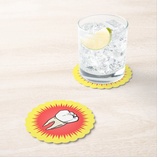 Grappig rood wit geëxtraheerd molar starburst kartonnen onderzetters (Insitu)