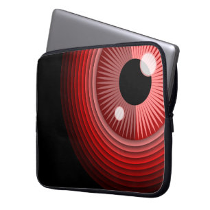 Grappig rood zwart duivel oog magische kunst laptop sleeve