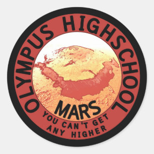 Grappig Rood Zwart Sinaasappel Wit Olympus Highsch Ronde Sticker