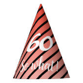 Grappig Rood Zwart Stripe Patroon 60ste Verjaardag Feesthoedjes (Voorkant)