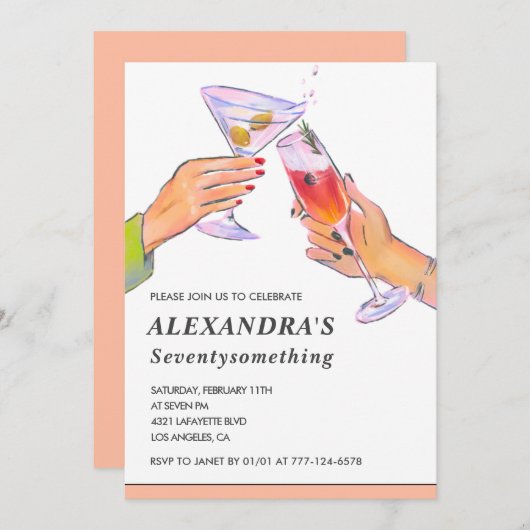 Grappig Roos Gouden Cocktail Champagne 72ste verja Kaart (Voorkant / Achterkant)