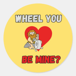 GRAPPIG! Round Sticker Caveman - Wheel You be Mine