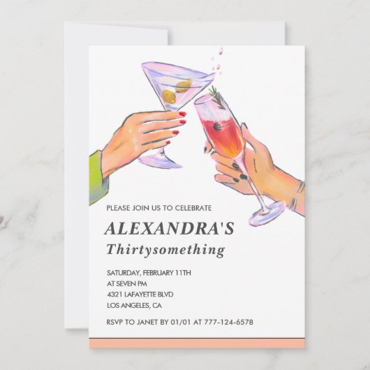 Grappig Roze 31e verjaardag uitnodiging Cocktail (Voorkant)
