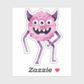 Grappig Roze Drieogen Monster met Horens Sticker (Vel)