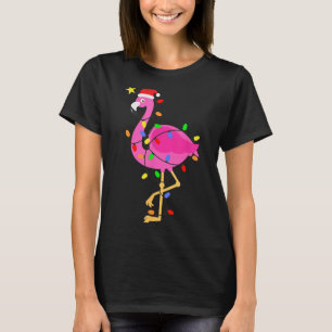 Grappig roze flamingo in kerstmis in juli t-shirt