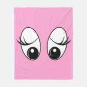Grappig roze fleece deken met verbaasde ogen (Voorkant)