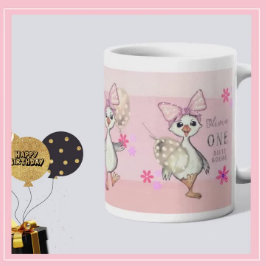 Grappig Roze Gekke Gans Custom 1e Verjaardag Mok
