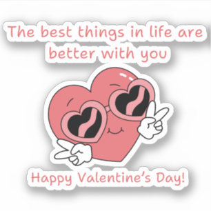 Grappig Roze Hart ,Happy Valentijnsdag Sticker
