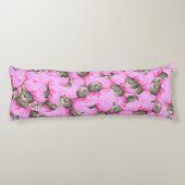 Grappig Roze Kattenpatroon Lichaamskussen (Achterkant)