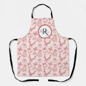 Grappig roze monogram schort (Voorkant)