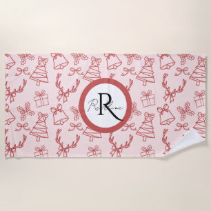 Grappig roze monogram strandlaken