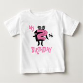 Grappig roze nummer twee baby bodysuit (Voorkant)