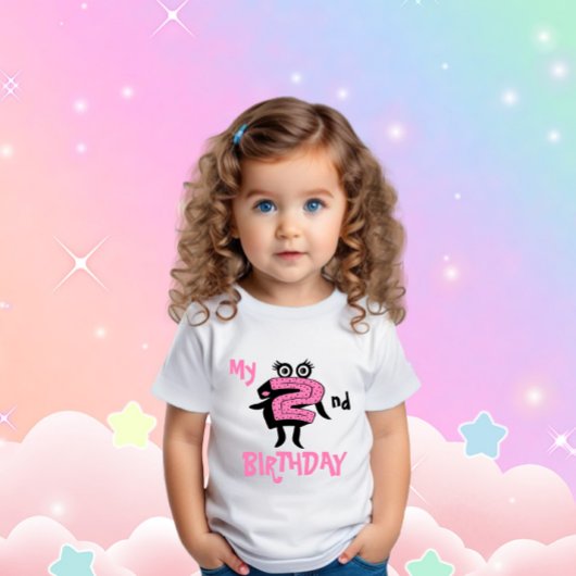 Grappig roze nummer twee baby bodysuit