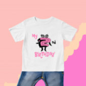 Grappig roze nummer twee baby bodysuit
