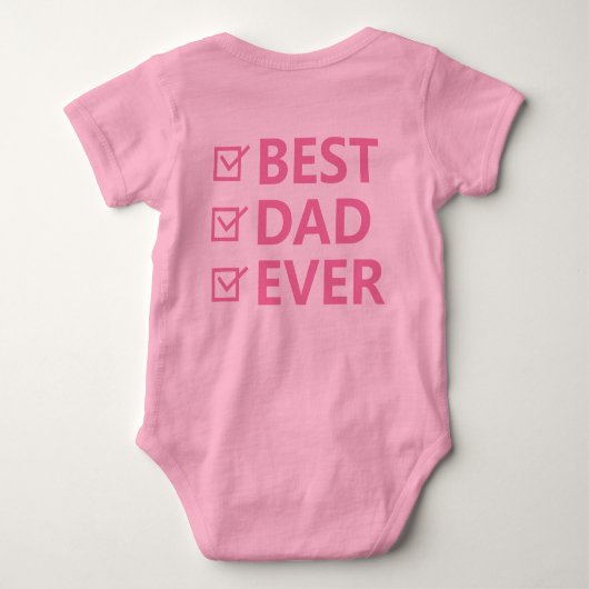 Grappig roze "Onze eerste Vaderdag" Kinder Romper (Achterkant)