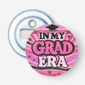 Grappig Roze Retro Stijlvol Leuk Modern Afstudeerd Button Flesopener (Voorkant)