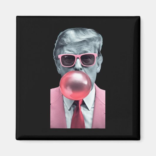 Grappig Roze Trump Bubble Gum Yum T-shirt Magneet (Voorkant)