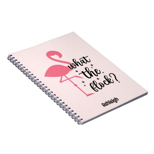 Grappig Roze Wat de Flock Flamingo gepersonaliseer Notitieboek (Rechterzijde)