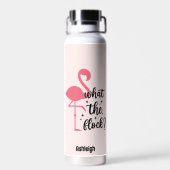 Grappig Roze Wat de Flock Flamingo gepersonaliseer Waterfles (Achterkant)