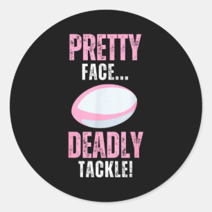 Grappig rugby-cadeau voor meisjes Mooi gezicht dod Ronde Sticker